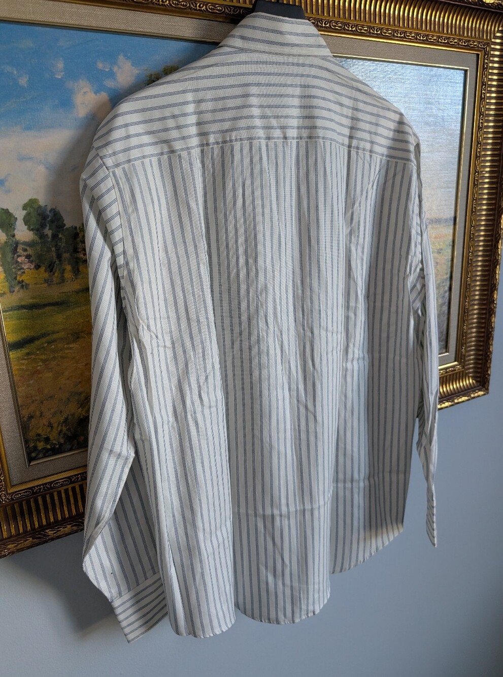 Giorgio Armani White Shirt with Blue Pinstripes Vintage! - Picture 2 of 6